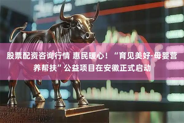 股票配资咨询行情 惠民暖心！“育见美好·母婴营养帮扶”公益项目在安徽正式启动